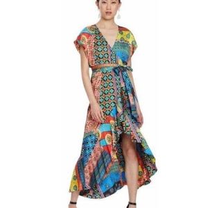 Alice + Olivia Dani Cap-Sleeve Ruffle Kimono Dress